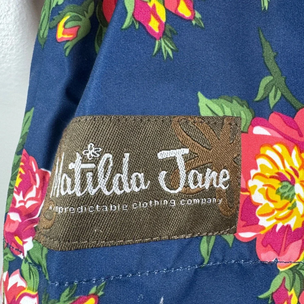Matilda Jane Floral Trench Coat Girls 2T Navy Pink Rose Polka Dot Whimsical Prep